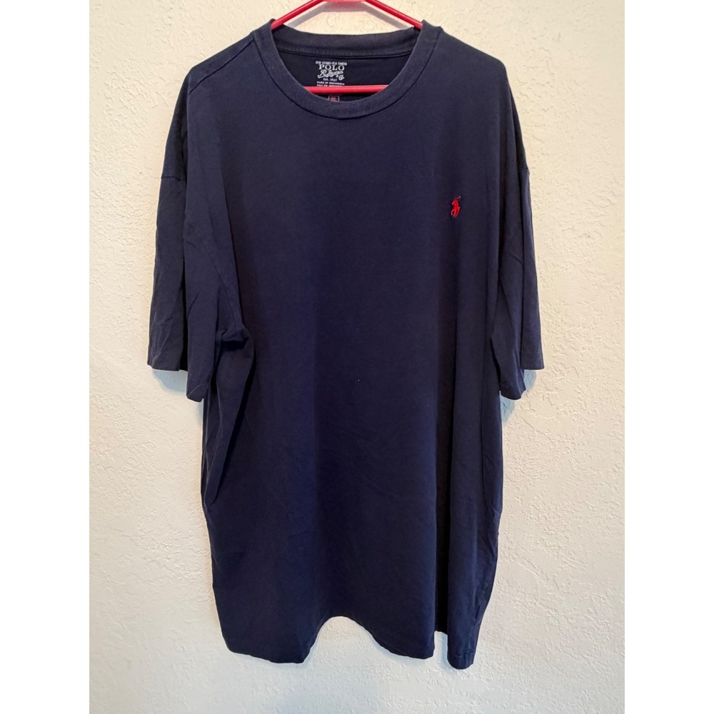 Polo Ralph Lauren Mens XLT Navy Blue Short Sleeve Cotton T-Shirt Red Pony Logo